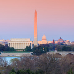 Washington DC skyline  Lincoln Memorial, Washington Monument and