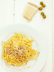 plate of spaghetti carbonara