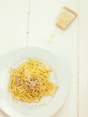 plate of spaghetti carbonara