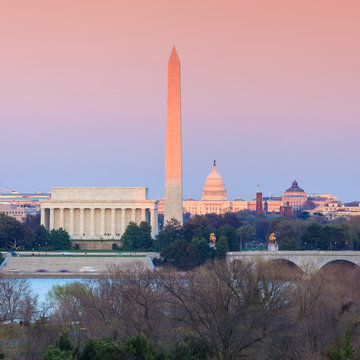 Washington DC skyline  Lincoln Memorial, Washington Monument and