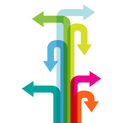 Many colorful arrow direction.