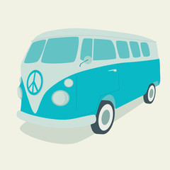 cartoon hippie, car vector illustration, flat design
