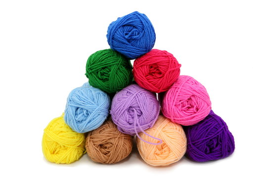 Colorful yarn isolated on white