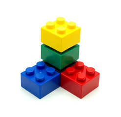 blocks , Plastic building blocks on white background