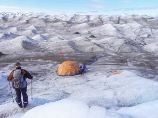 Crédence de cuisine en verre imprimé Arctique Greenland ice camping