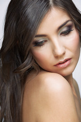 Fototapeta premium Beautifull woman with long brown hair.