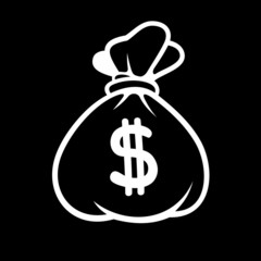 Dollar Money Icon with Bag. Vector.