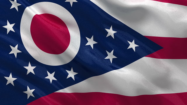 US state flag of Ohio waving in the wind - seamless loop
