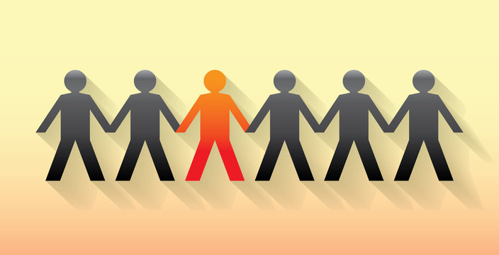 Human figures in a row, illustration