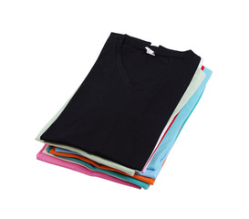 stack of colorful  t-shirt