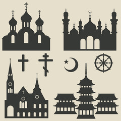 religious buildings set and symbol