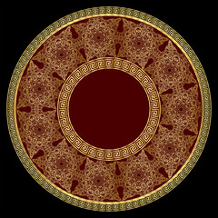 Round luxury gold ornament with Greek meander