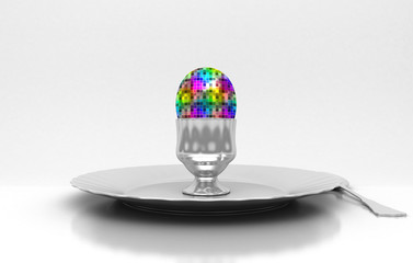 Uovo di metallo, cucina creativa