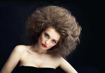 Fototapeta premium beautiful girl with fluffy hair