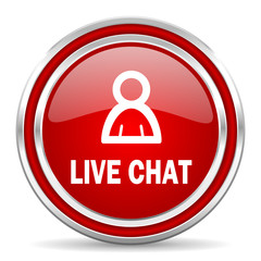 live chat red glossy icon