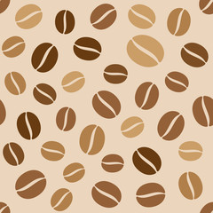 Coffee Beans Seamless Pattern on Light Background