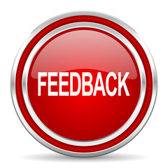 feedback red glossy icon