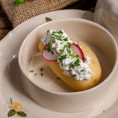 New potatoes with spring curd