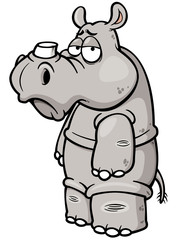 Vector illustration of Cartoon rhino