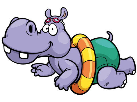 Vector illustration of hippo swimming