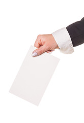 hand with ballot