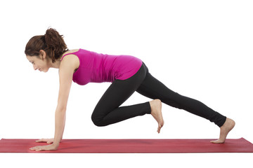 Fitness woman doing mountain climber pose
