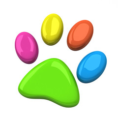Colorful pet paw, 3d