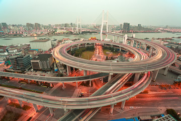 Bird view at Asia's largest across the rivers in a spiral bridge