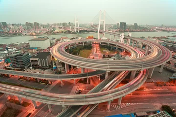 Photo sur Plexiglas Helix Bridge Bird view at Asia's largest across the rivers in a spiral bridge