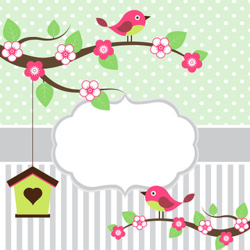 Birds on branches card template