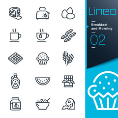 Fototapeta premium Lineo - Breakfast and Morning outline icons