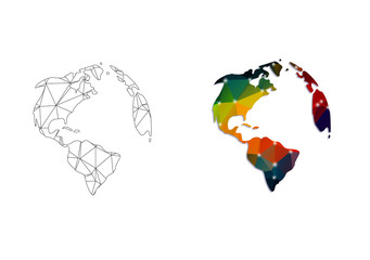 continents of polygons on a white background