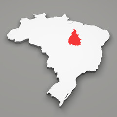 Mappa Brasile, divisione regioni, Tocantins