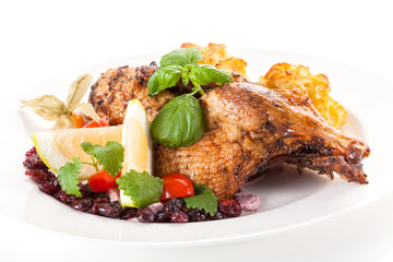 Roasted meat with cranvberry