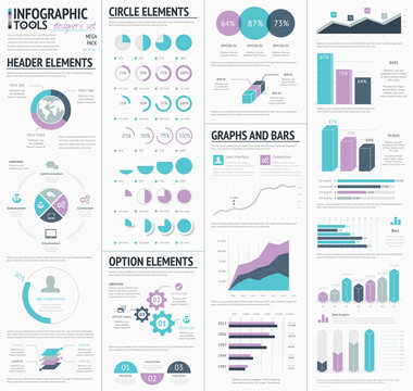 Huge infographic vector elements designers set