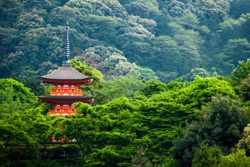 Photo sur Plexiglas Kyoto Pagode à trois étages, Temple Taisan-ji, Temple Kiyomizu-dera, Kyoto