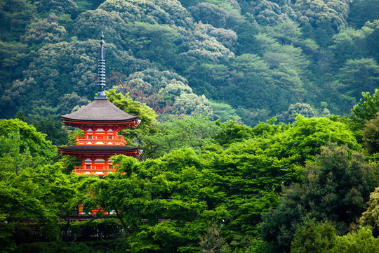 Fototapeta Three-storied pagoda,Taisan-ji Temple,Kiyomizu-dera Temple,Kyoto