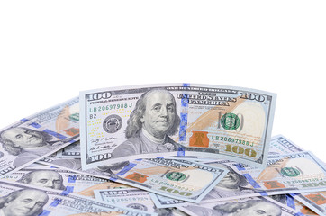 Hundred  dollars isolated on white background