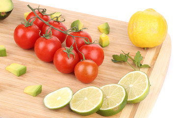 Assorted vegetables and fruits.