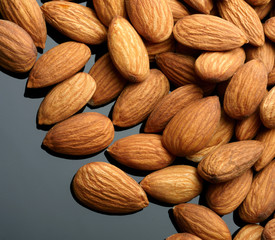 Almonds on black backgrond