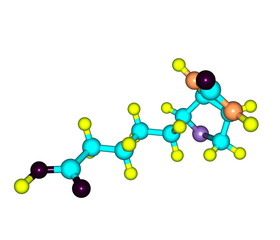Biotin (B7) molecular structure on white background