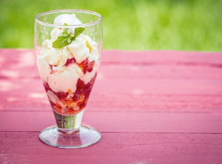 Strawberry pavlova dessert
