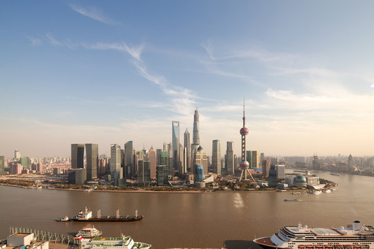 Aerial photography Shanghai skyline