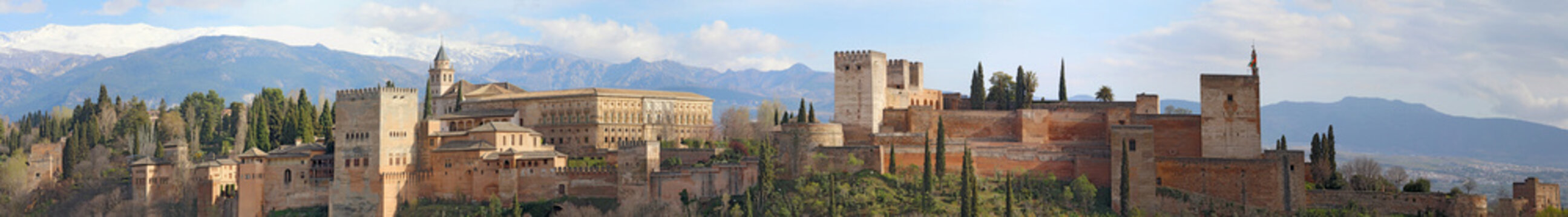 Panorama of the Alhambra in Granada, Spain