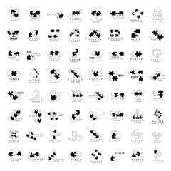Puzzle Icons Set - Isolated On White Background