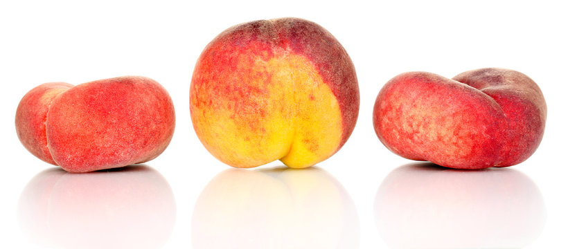 ripe peaches isolated on white.