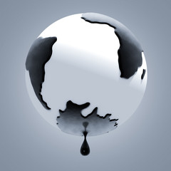 drop of petroleum falling from planet earth