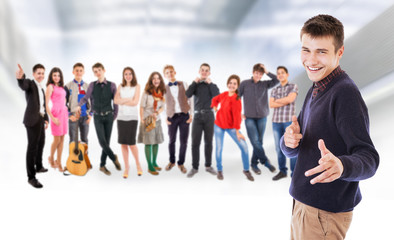 Fototapeta premium Teenage friends big group