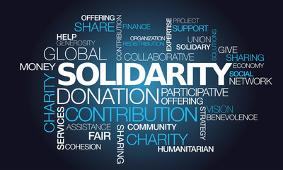 Solidarity donation charity contribution help word tag cloud