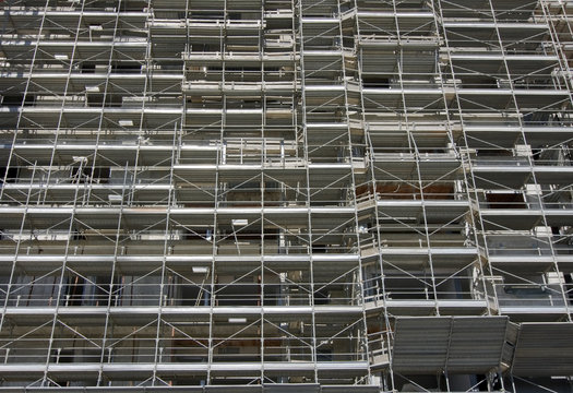 Scaffolding on a construction site of a new building